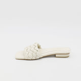 Athena braided crochet sandals in off white leather women shoes