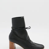 Awakening ankle boots in black leather laces womens shoes