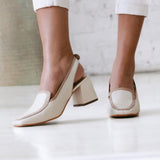 Bambina heeled mules in off white leather womens shoes