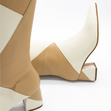 Bari knee-high boots in off white/tan leather womens shoes