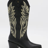 Dramen western cowboy boots in black leather womens shoes