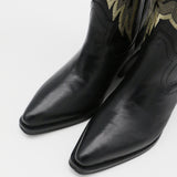Dramen western cowboy boots in black leather womens shoes
