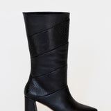 Elea heeled boots in black leather womens shoes