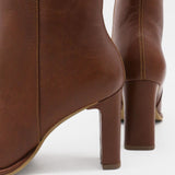 Indigo heeled ankle boots in tan leather womens shoes