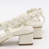 Island braided crochet sandals in off white leather women shoes