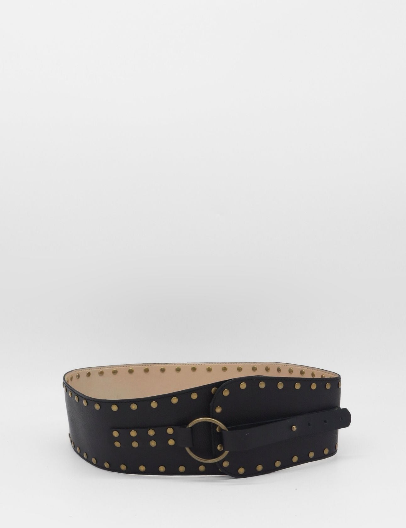 Stivali Kazi Wide Studded Corset Black Leather Women's Belt Black / Large