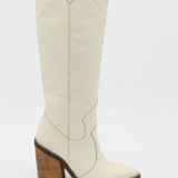 Macao western cowboy boots in off white leather womens shoes