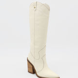 Macao western cowboy boots in off white leather womens shoes