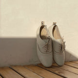 Maku oxford flats sneakers in off white leather womens shoes