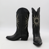 Moonrise western cowboy boots in black leather womens shoes