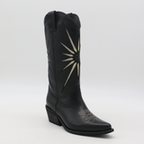 Moonrise western cowboy boots in black leather womens shoes