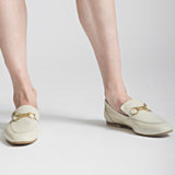 Natural loafers in off white leather womens shoes
