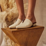Pijao mules sandals in off white leather womens shoes
