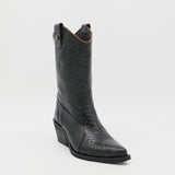Royal western cowboy boots in black leather womens shoes