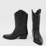 Royal western cowboy boots in black leather womens shoes
