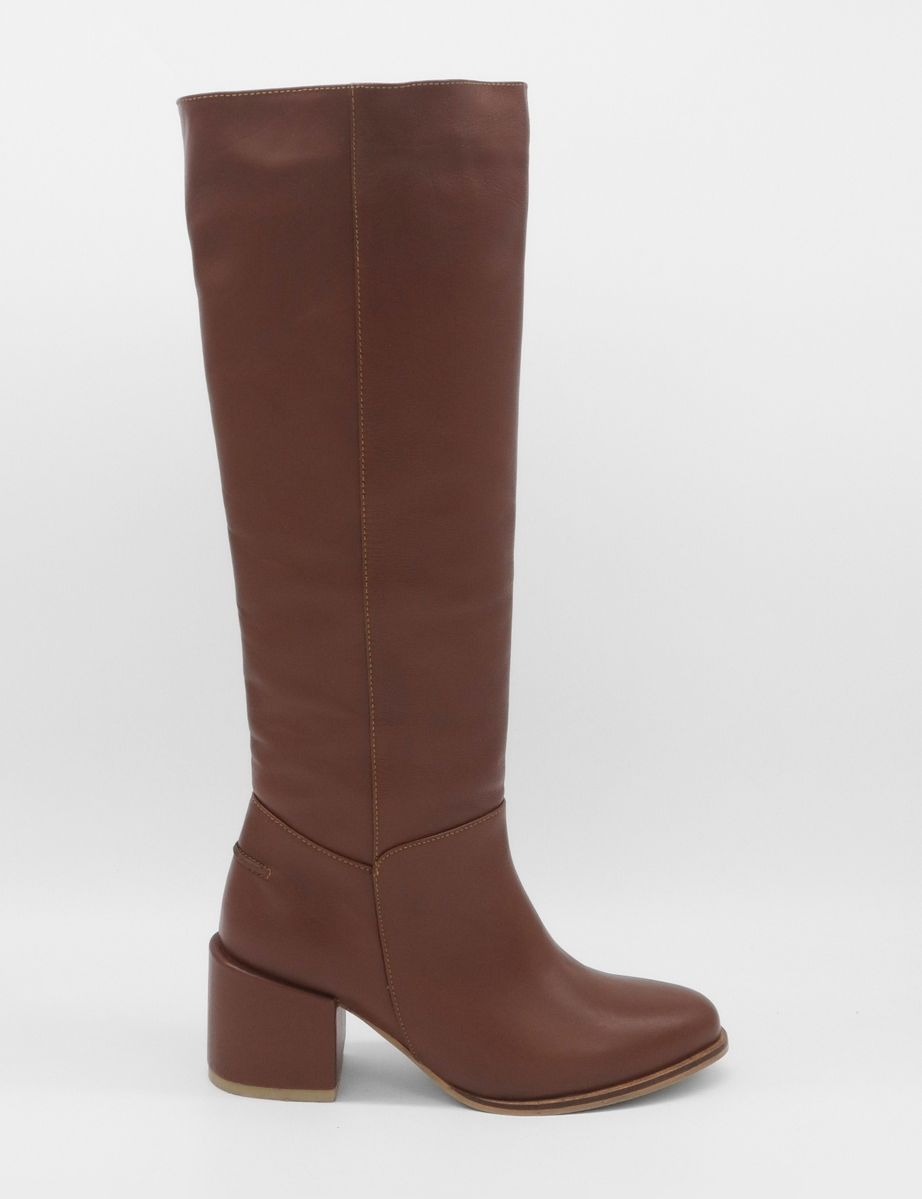Stivali Cleo knee-high block heel boots in brown leather women's