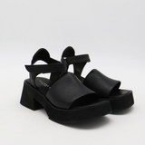 Tribe clog platform strap sandals black leather womens shoes