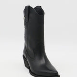 Woodstock western cowboy boots in black leather womens shoes