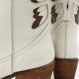 Woodstock western cowboy boots in off white leather womens shoes