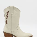 Woodstock western cowboy boots in off white leather womens shoes