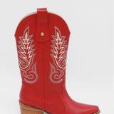 Loyal western cowboy boots in red leather women's shoes