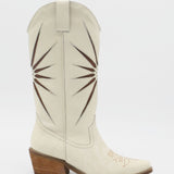 Moonrise western cowboy boots in off white leather womens shoes