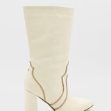 Wayuu western boots in off white leather womens shoes