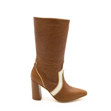 Wayuu western inspired boots in tan/ivory leather