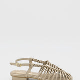 Troya braided crochet sandals in gold leather womens shoes