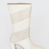 Elea heeled boots in off white leather womens shoes