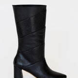 Elea heeled boots in black leather womens shoes