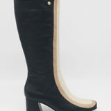 Revival knee high boots black/offwhite leather womens shoes