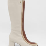 Revival knee high boots off white/tan leather womens shoes