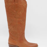 Jolene western cowboy boots in tan leather women's shoes