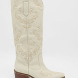 Jolene western cowboy boots in off white leather women's shoes