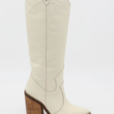 Macao western cowboy boots in off white leather womens shoes