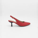 Stivali Lusso slingback kitten heel in red leather