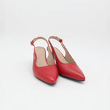 Stivali Lusso slingback kitten heel in red leather