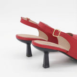 Stivali Lusso slingback kitten heel in red leather