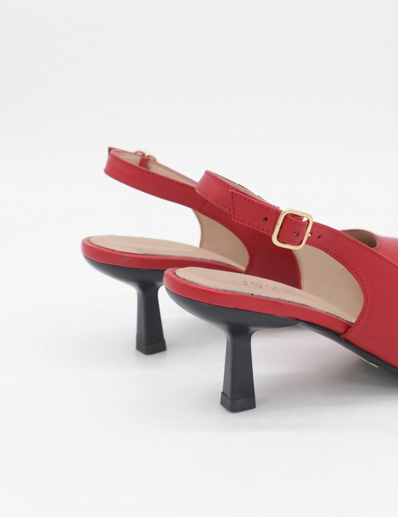 Stivali Lusso slingback kitten heel in red leather