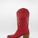 Stivali Moonrise western cowboy boots in red leather womens shoes