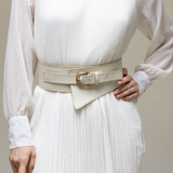Stivali Avery wide corset ivory leather women's belt