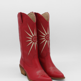 Stivali Moonrise western cowboy boots in red leather womens shoes