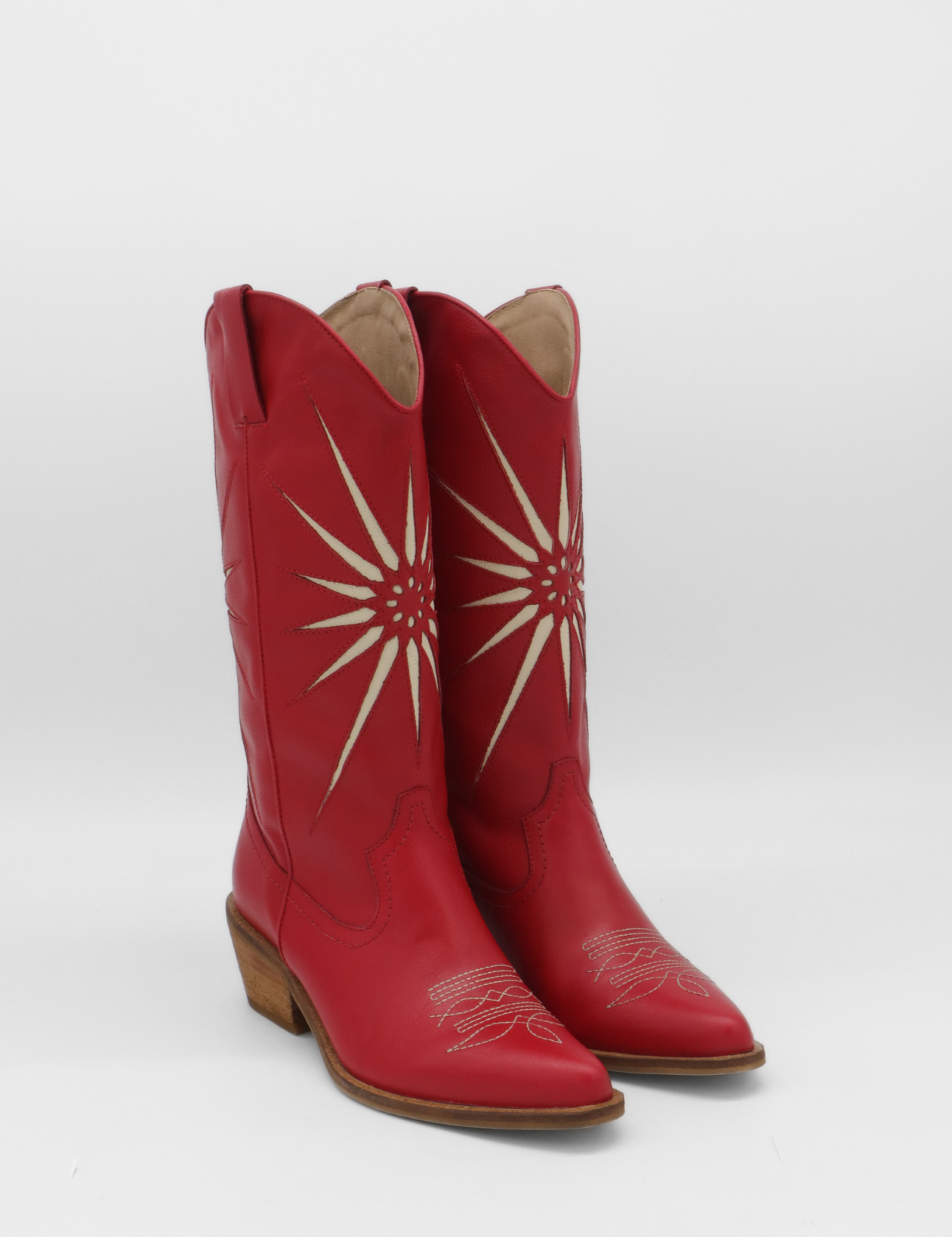 Stivali Moonrise western cowboy boots in red leather womens shoes
