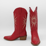 Stivali Moonrise western cowboy boots in red leather womens shoes