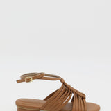 Aphrodita braided crochet sandals in tan leather women shoes