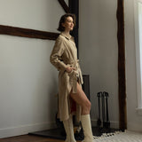 Tessa knee high boots in off white leather womens shoes