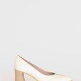 Antoinette block heel pumps in off white/tan leather womens shoes