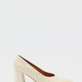 Antoinette block heel pumps in off white leather womens shoes