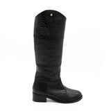 Awa riding boots in embossed black leather